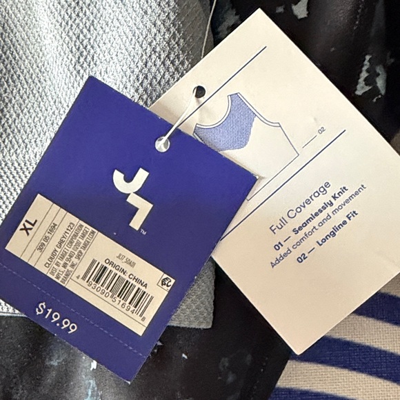 NWT JoyLab Light Gray Mesh Crop Top Sports Bra & Patterned Leggings Bundle Set - Picture 4 of 11